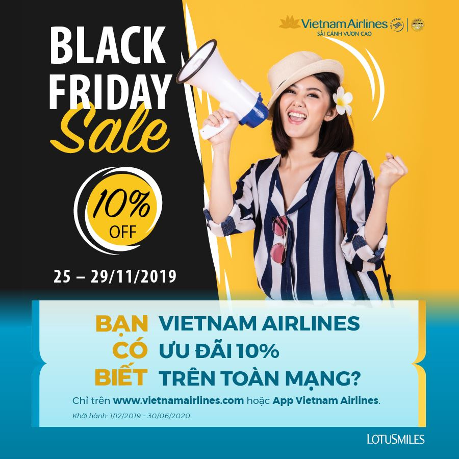 Black Friday Vietnam Airlines ưu đai Giảm 10 Gia Ve Tren Toan Mạng Bay Tiendauroi