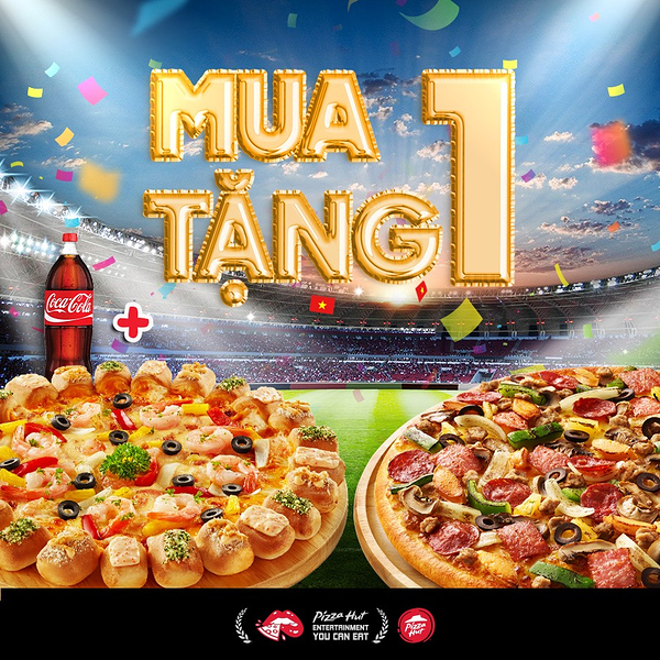 Pizza Hut mua 1 tặng 1 khi mua 1 Pizza cỡ Vừa/Lớn + 1 Coca ...